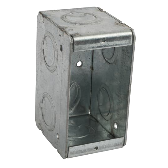 Product image for Steel City 1-MBS 1-Gang Shallow Masonry Box, 2-1/2" Deep, 1/2" & 3/4" KO's, Steel