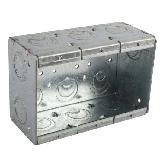 Product image for Steel City 3-MBS 3-Gang Shallow Masonry Box, 2-1/2" Deep, 1/2" & 3/4" KO's, Steel