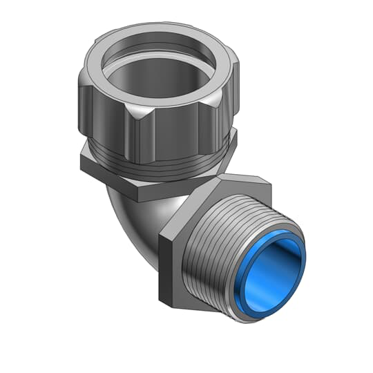 Product image for Thomas & Betts 7354 PG Metric Thread Liquidtight 90deg Connector, Nylon-Insulated, 3/4" Flex Conduit, PG21 Metric Thread