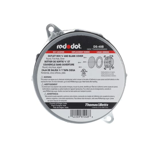 Product image for 4 IN RND 5 HOLE.75 IN HUB BOX&COVER