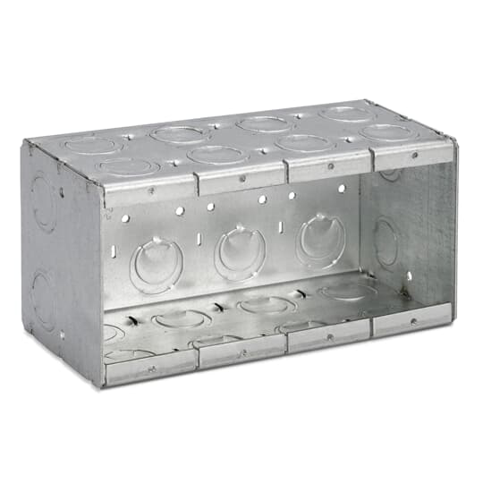 Product image for Steel City 4-MB 4-Gang Deep Masonry Box, 3-1/2" Deep, 1/2" & 3/4" KO's, Steel