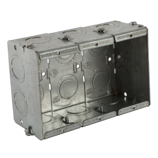 Product image for Steel City GW-325-G 3-3/4" x 5-9/16" Gangable Masonry Box, 2-1/2" Deep, 1/2" & 3/4" KO's, Steel, 47.4"³