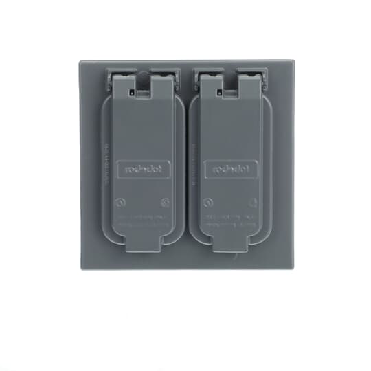 Product image for Red Dot S410E 2-Gang Silver Receptacle Weatherproof Cover