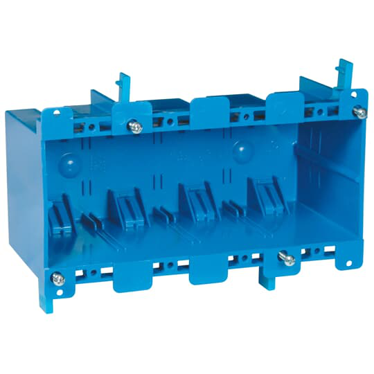 Product image for Carlon B468R 4-Gang PVC Old Work Box w/ Mounting Ears & Swing Clamps, 68 cu.in.