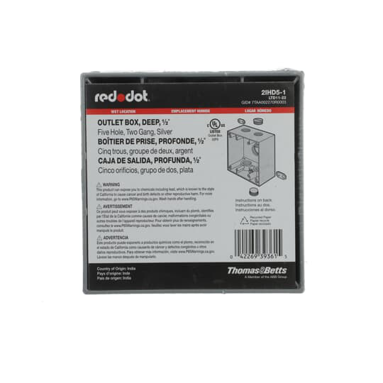 Mayer-DDS-2-GANG 1/2 HUB DEEP FIVE HOLE BOX-1