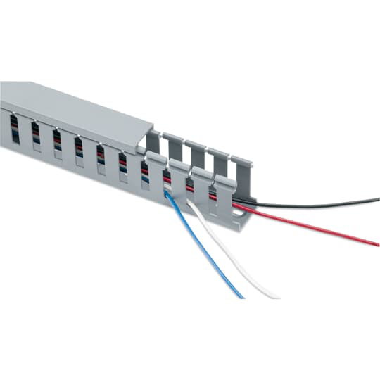 Product image for Thomas & Betts TY15X2WPG6 1-1/2" x 2" x 6' Wide Slot Wiring Duct, Rigid PVC, Gray