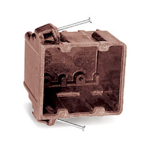 Product image for Carlon 1072 2-Gang Brown Phenolic Outlet Box w/ Angled Nails, #36 Clamps, 2-11/16" Deep, 40.5cu.in