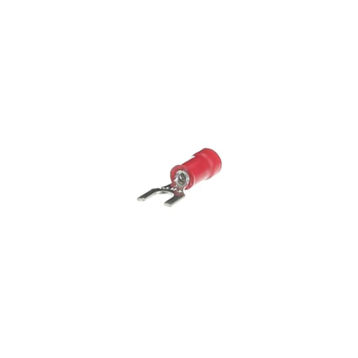 Product image for Thomas & Betts RA1147 22-16 AWG #8 Bolt Hole Red Insulated Vinyl Fork Terminal