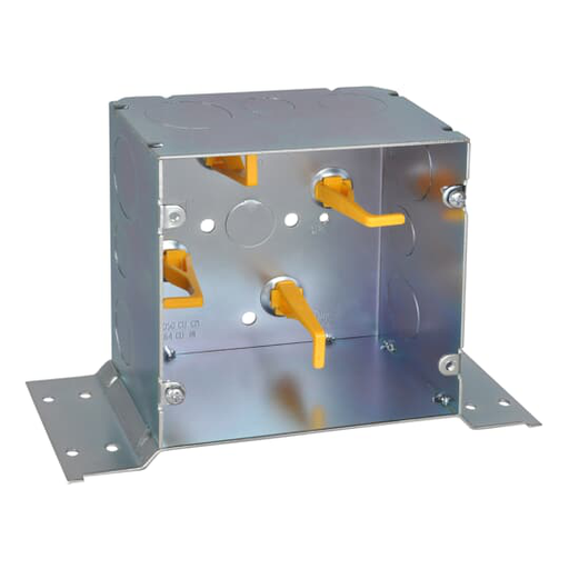 Product image for Steel City 82181T-1234-1CV 5" Square Steel Telecommunication Box w/Bracket, 2-7/8" Deep, 64cu.in., 1/2", 1", 1-1/4" Knockouts