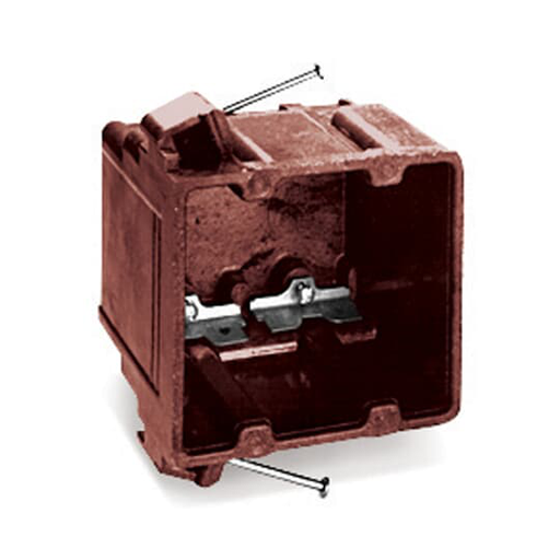 Product image for Carlon 1072-C 2-Gang Brown Phenolic Outlet Box w/ Angled Nails, High Clamps, 2-11/16" Deep, 40.5cu.in