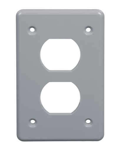 Product image for Carlon E98SGDR 1-Gang FS-Type Duplex Receptacle Box Cover, Polycarbonate, Gray