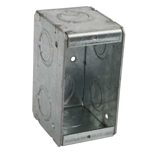 Product image for Steel City 1-MBS 1-Gang Shallow Masonry Box, 2-1/2" Deep, 1/2" & 3/4" KO's, Steel