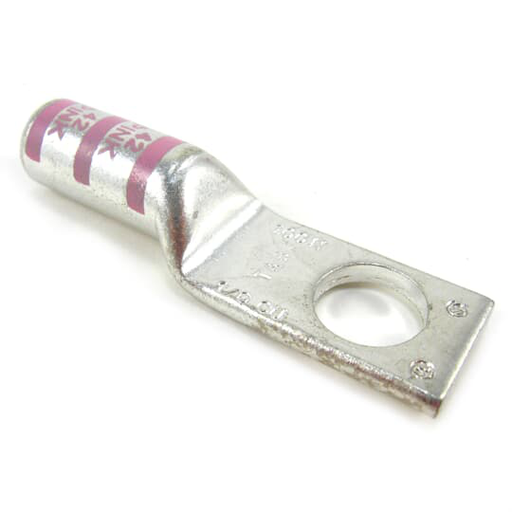 Product image for Thomas & Betts 54950BE Copper 1-Hole Lug - Long Barrel - Pink - 1/0AWG, 1/2"bolt