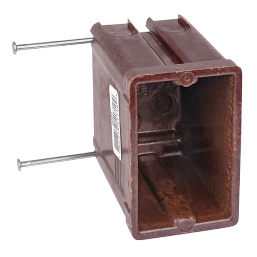 Product image for Carlon 2000 1-Gang Brown Phenolic Outlet Box w/ Bottom Nails, 3-1/8" Deep, 18.0cu.in