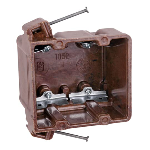 Product image for Carlon 1052-C 2-Gang Brown Phenolic Outlet Box w/ Angled Nails, High Clamps, 2-11/16" Deep, 32.5cu.in