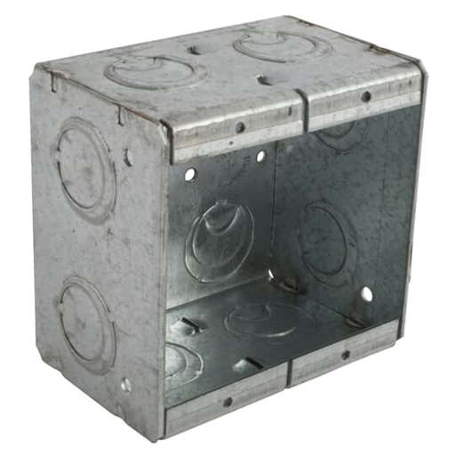 Product image for Steel City 2-MBS 2-Gang Shallow Masonry Box, 2-1/2" Deep, 1/2" & 3/4" KO's, Steel