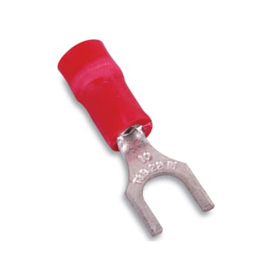 Product image for Catamount TV18-10F-XV 22 to 16 AWG #10 Stud Red Electrotinned Copper Vinyl Insulated Fork Terminal