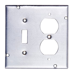 Steel City RSL-2 4-11/16 Square 1 Toggle Switch and 1 Duplex Receptacle Steel Cover