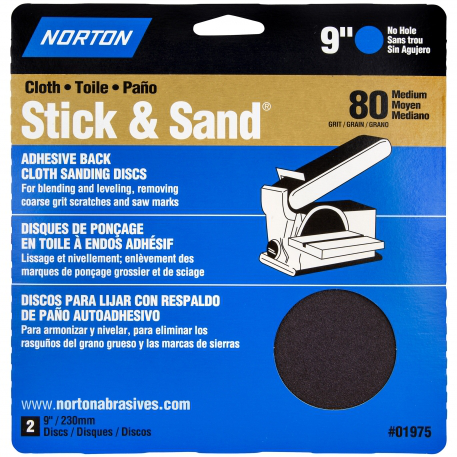 Stick & Sand R228 AO Coarse Grit Cloth PSA Disc, 9 In. Diameter