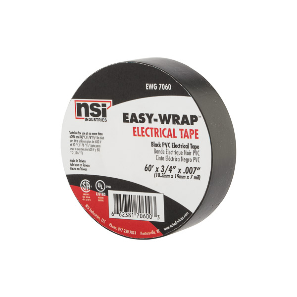 Product image for NSI EWG 7060 60 Foot x 0.75 Inch Black Vinyl General Electrical Tape