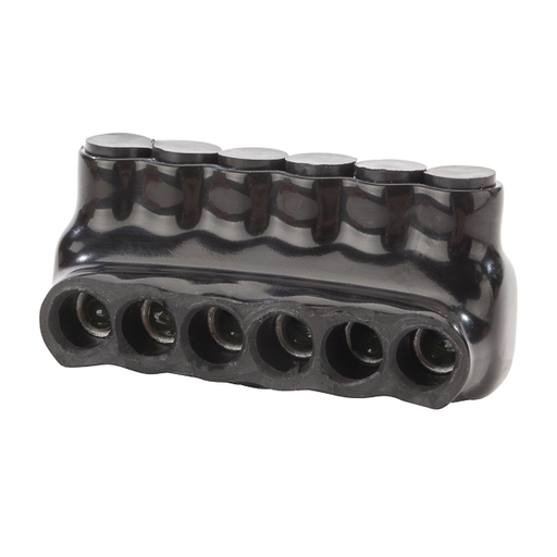NSI IPL4-6 4 to 14 AWG Black Plastisol 6-Port 1-Side Entry Insulated Multi-Cable Connector Block Product image for NSI IPL4-6 4 to 14 AWG Black Plastisol 6-Port 1-Side Entry Insulated Multi-Cable Connector Block