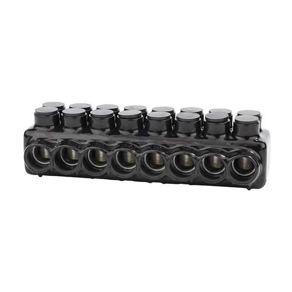 Product image for NSI IPLDH750-8 250 to 750 MCM Black Plastisol 8-Port 2-Side Entry Heavy Duty Insulated Multi-Cable Connector Block