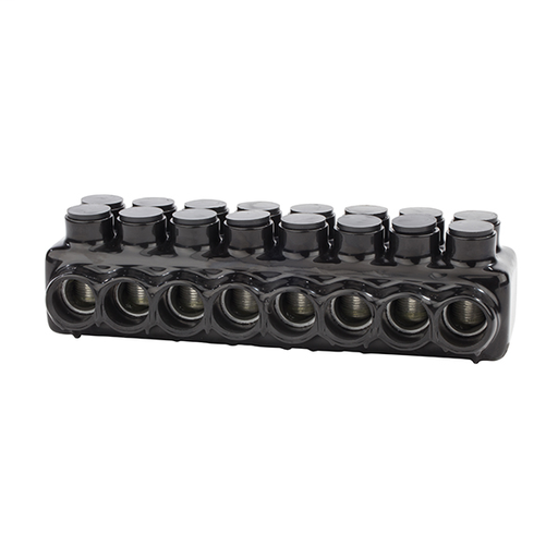 Product image for NSI IPLDH750-8 250 to 750 MCM Black Plastisol 8-Port 2-Side Entry Heavy Duty Insulated Multi-Cable Connector Block