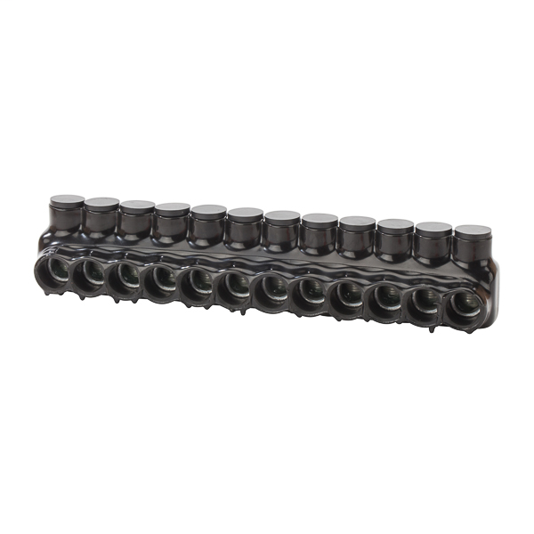 Product image for NSI IPLD600-12 6 AWG to 600 MCM Black Plastisol 12-Port 2-Side Entry Insulated Multi-Cable Connector Block