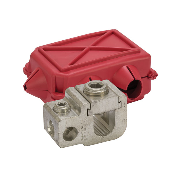 Product image for NSI GP-250-0WC 1/0 AWG to 250 MCM 14 to 1/0 AWG Tap Aluminum Parallel Tap Connector with Insulating Cover