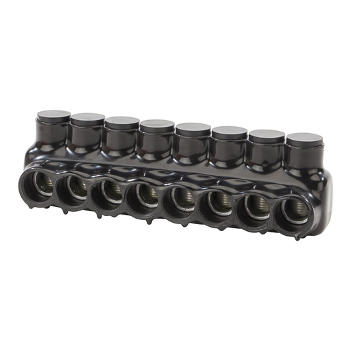 Product image for NSI IPLD3/0-8 6 to 3/0 AWG Black Plastisol 8-Port 2-Side Entry Insulated Multi-Cable Connector Block