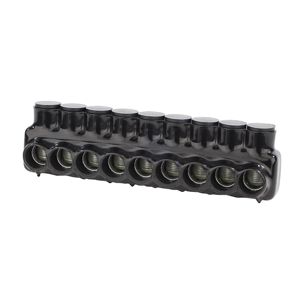 NSI IPLD750-9 250 to 750 MCM Black Plastisol 9-Port 2-Side Entry Insulated Multi-Cable Connector Block NSI IPLD750-9 250 to 750 MCM Black Plastisol 9-Port 2-Side Entry Insulated Multi-Cable Connector Block