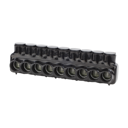 Product image for NSI IPLD750-9 250 to 750 MCM Black Plastisol 9-Port 2-Side Entry Insulated Multi-Cable Connector Block