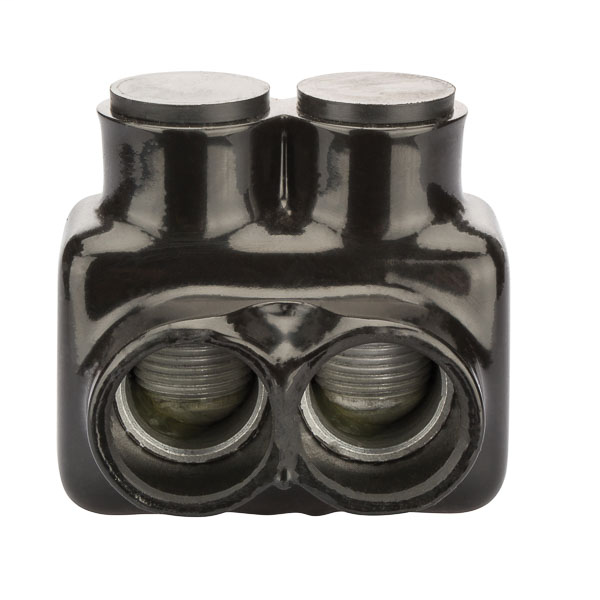 Product image for NSI IT-600 6 AWG to 600 MCM Black Plastisol 2-Port Insulated Tap Connector