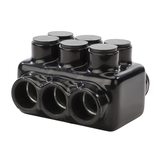 Product image for NSI IPLDH750-3 250 to 750 MCM Black Plastisol 3-Port 2-Side Entry Heavy Duty Insulated Multi-Cable Connector Block