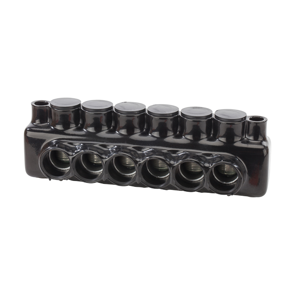 Product image for NSI IPLMD600-6 6 AWG to 600 MCM Black Plastisol 6-Port 2-Side Entry Insulated Multi-Cable Connector