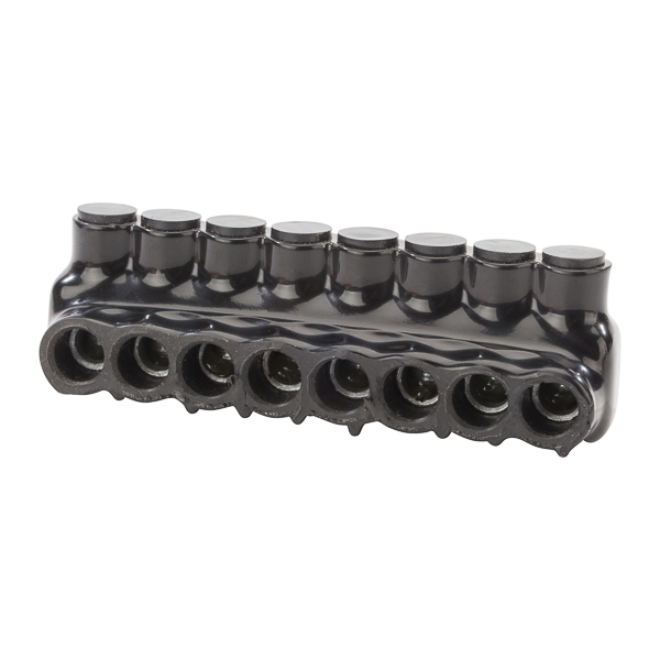 NSI IPL1/0-8 14 to 1/0 AWG Black Plastisol 8-Port 1-Side Entry Insulated Multi-Cable Connector Block NSI IPL1/0-8 14 to 1/0 AWG Black Plastisol 8-Port 1-Side Entry Insulated Multi-Cable Connector Block