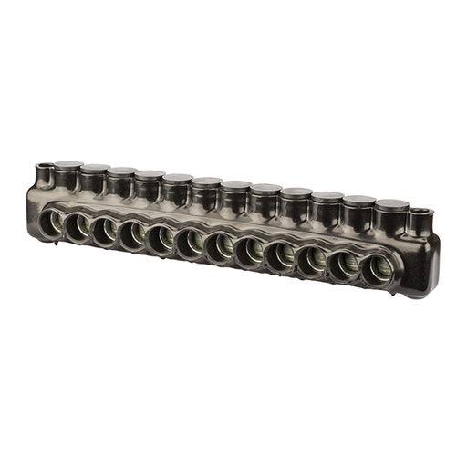 Product image for NSI IPLMD500-12 4 AWG to 500 MCM Black Plastisol 12-Port 2-Side Entry Insulated Multi-Cable Connector with Hole