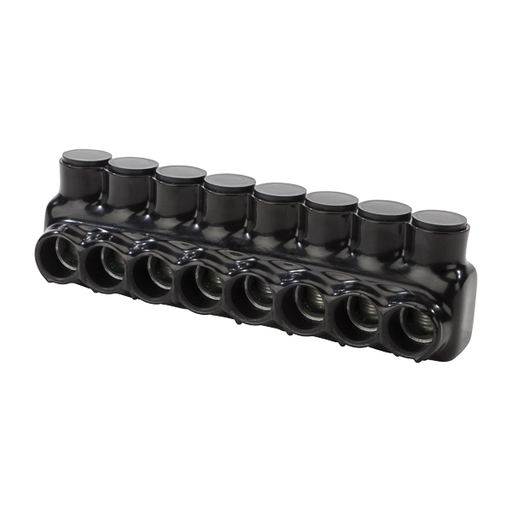 Product image for NSI IPL350-8 6 AWG to 350 MCM Black Plastisol 8-Port 1-Side Entry Insulated Multi-Cable Connector Block