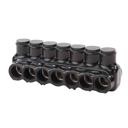 Product image for NSI IPLD350-7 6 AWG to 350 MCM Black Plastisol 7-Port 2-Side Entry Insulated Multi-Cable Connector Block