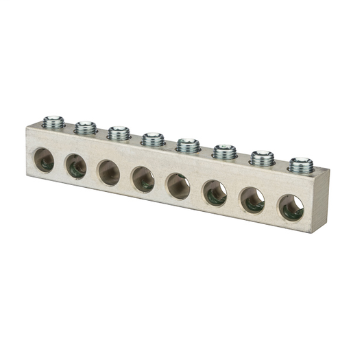 Product image for NSI PL1/0-8 14 to 1/0 AWG 8-Port Aluminum Alloy Uninsulated Multi-Cable Connector Block