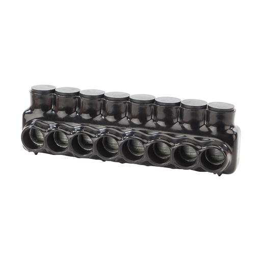Product image for NSI IPL500-8 4 AWG to 500 MCM Black Plastisol 8-Port 1-Side Entry Insulated Multi-Cable Connector Block