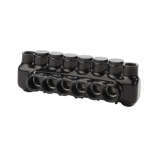 Product image for NSI IPLMD350-6 6 AWG to 350 MCM Black Plastisol 6-Port 2-Side Entry Insulated Multi-Cable Connector with Hole