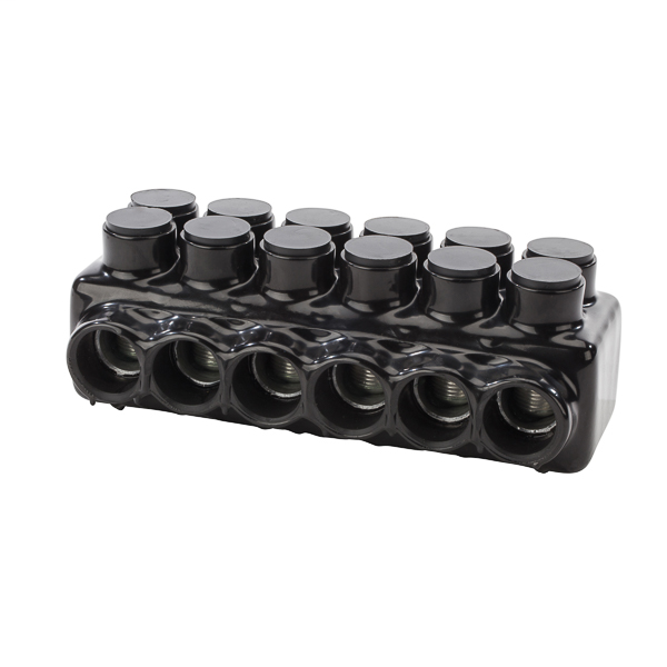 NSI IPLDH750-6 250 to 750 MCM Black Plastisol 6-Port 2-Side Entry Heavy Duty Insulated Multi-Cable Connector Block NSI IPLDH750-6 250 to 750 MCM Black Plastisol 6-Port 2-Side Entry Heavy Duty Insulated Multi-Cable Connector Block