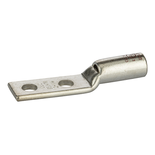 Product image for NSI GL2N-141 1/4 Inch 2 AWG Brown Copper Short Barrel 2-Hole Compression Lug