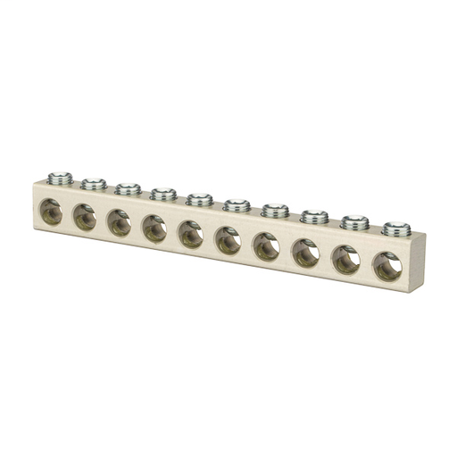 Product image for NSI PL3/0-10 6 to 3/0 AWG 10-Port Aluminum Alloy Uninsulated Multi-Cable Connector Block