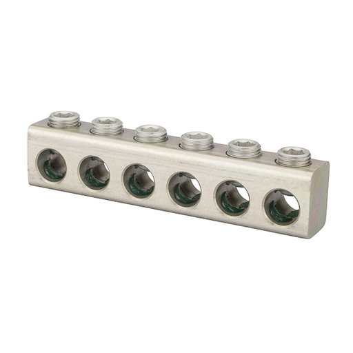 Product image for NSI PL 250-6 6 AWG to 250 MCM 6-Port Aluminum Alloy Uninsulated Multi-Cable Connector Block