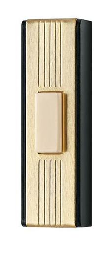 Product image for Broan PB10LGL 0.75 x 2.625 x 0.656 Inch Gold Anodized with Black Trim Door Chime Lighted Push Button