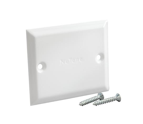 Blank Cover Plate – white; used in place of wall inlet in speculative rough-in installations