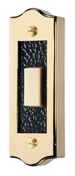 Broan PB19LGL 0.75 x 3.125 x 1 Inch Polished Brass with Antique Hammered Center Door Chime Lighted Push Button