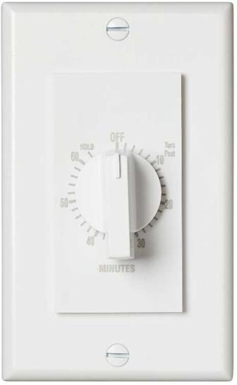 60 Minute Time Control, with “continuous on” feature. White, 20 amps, 120V